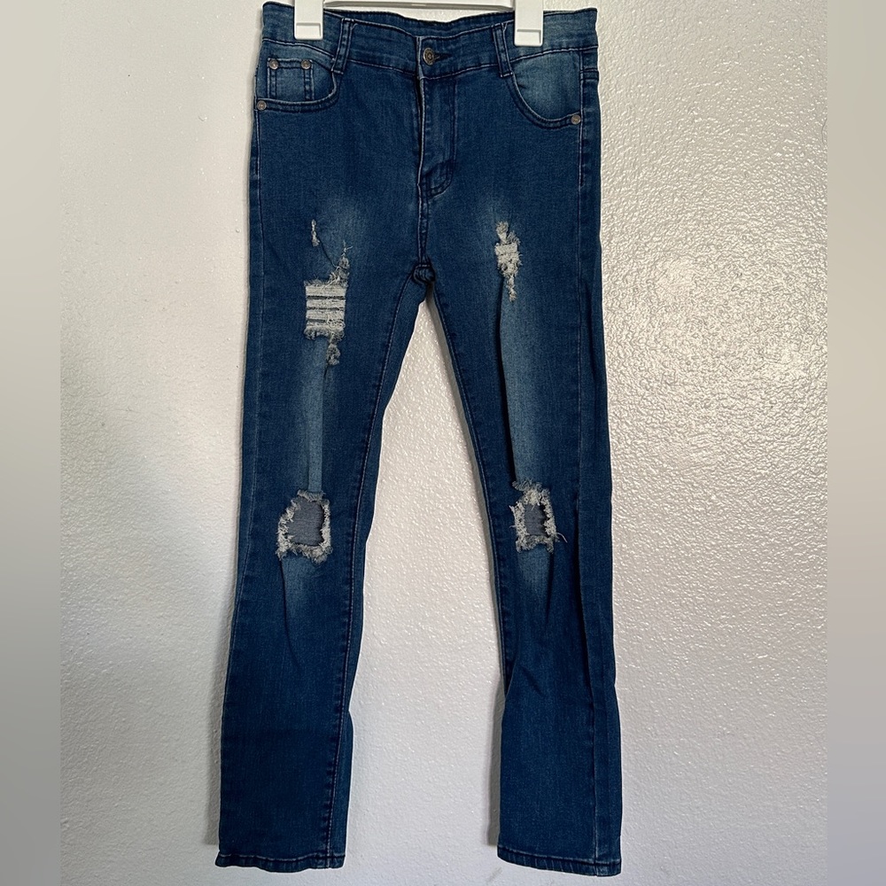 Distressed girls jeans